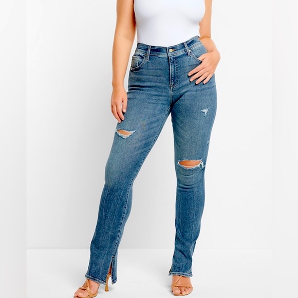 Express Mid Rise Medium Wash Distressed SkyScraper Jeans, Women’s Size 12R. - Picture 1 of 3